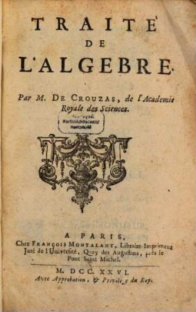 Traité de l'Algebre