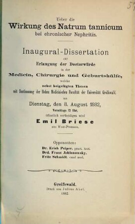 Über die Wirkung des Natrum tannicum bei chronischer Nephritis