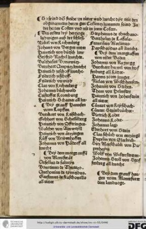 So seind diß freiherren ritter und knecht dye mit den obgenannten herrn gen Costencz kommen seind in der herren vosten und nit in jrem costen.
