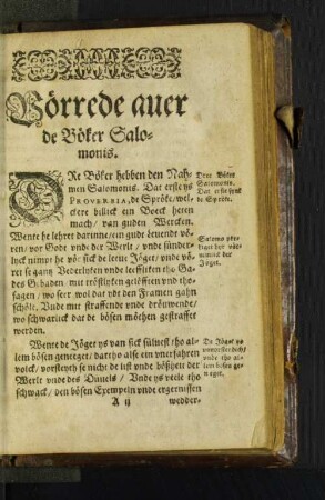 Vorrede auer der Böker Salomonis.