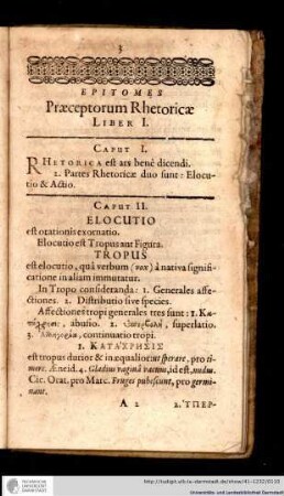 Epitomes Praeceptorum Rhetoricae Liber I.