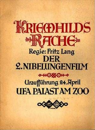 Premiereneinladung der Decla-Bioscop AG und der Ufa. Ufa-Palast am Zoo, 24.4.1924.