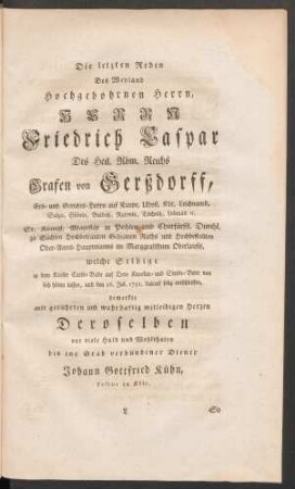 Die letzten Reden ...