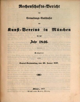 Rechenschafts-Bericht. 1846 (1847)