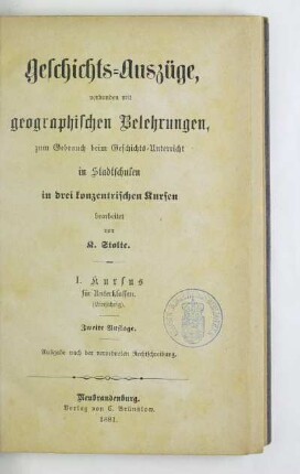 Kursus 1: Für Unterklassen (einjährig)