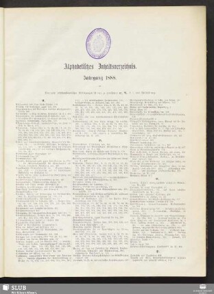 Alphabethisches Inhaltsverzeichnis