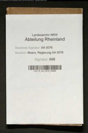 Armenrechnung der Stadt Moers