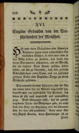 XVI. Einzelne Gedanken von der Verschiedenheit der Menschen