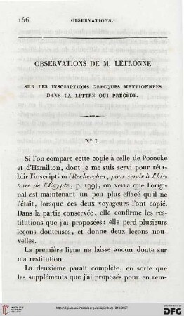 Observations de M. Letronne