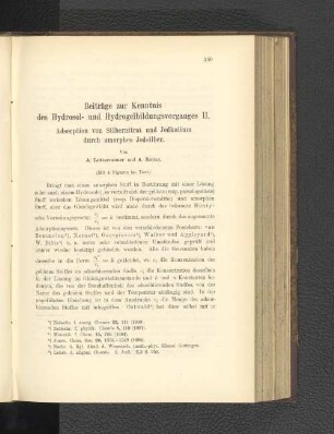 Beiträge zur Kenntnis des Hydrolyse- und Hydrogelbildungsvorganges II. Adsorption von Silbernitrat und Jodkalium durch amorphes Jodsilber.