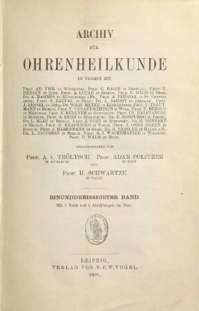 Archiv für Ohrenheilkunde. 31. 1891