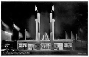 48. Eingang des Vergnügungsparkes ; Internationale Pelz- und Jagd-Ausstellung, Leipzig 1930 ; 31. Mai bis 30. September