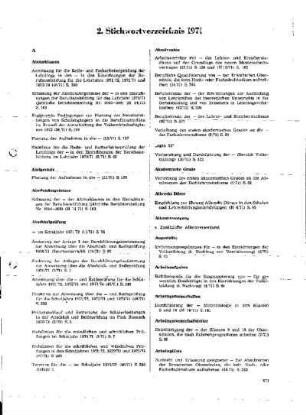 Stichwortverzeichnis 1971