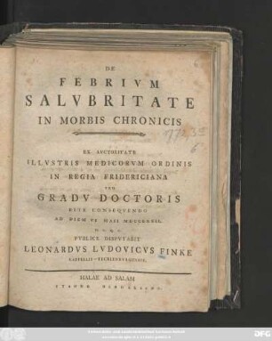 De Febrivm Salvbritate In Morbis Chronicis