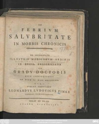 De Febrivm Salvbritate In Morbis Chronicis