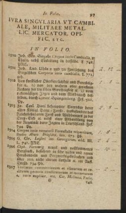 Iura Singularia Ut Cambiale, Militare Metal. Lic. Mercator. Opific. ETC.