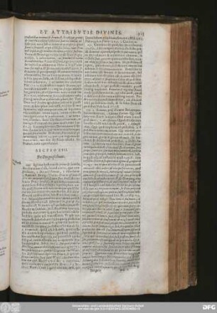 Sectio XVII. De Dei perfectione.