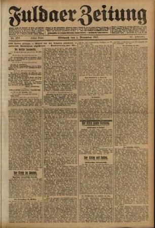 Erste Ausgabe vom Mittwoch, den 01. Dezember 1915.