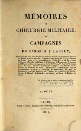 Mémoires de chirurgie militaire, et campagnes, 4