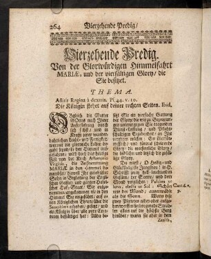 264-281, Vierzehende Predig. Von der Glorwuerdigen Himmelfahrt Mariae, ...