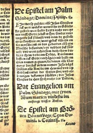 De Epistel am Grönen Dönnerdage/ Cena Domini. 1. Corinth. 11. [Euangelion am Grönen Dönnerdage/ Cena Domini. Johan. 13.]