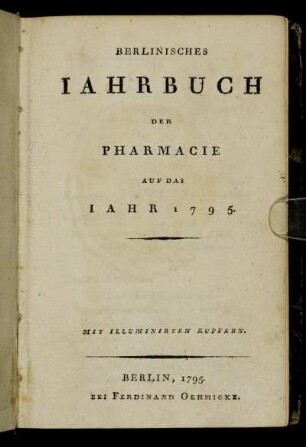 1: Berlinisches Jahrbuch der Pharmacie