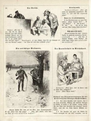 "Vor Gericht" "Ein vorsichtiger Waidmann" "Der Pantoffelheld im Wirthshaus"
