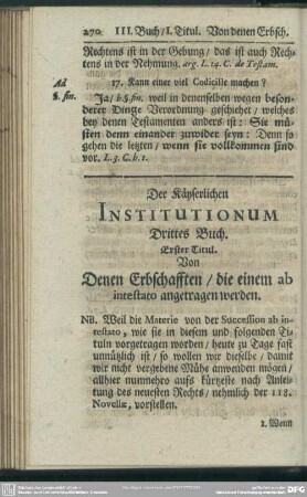 Der Käyserlichen Institutionum Drittes Buch