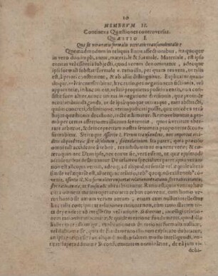 Quaestio I. Qua sit veraratio formalis veritatis transcendentalis