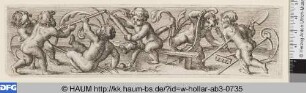 Sechs Kinder mit Ackergeräten (Zierleiste)