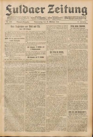 Ausgabe vom Donnerstag, den 15. Oktober 1914.