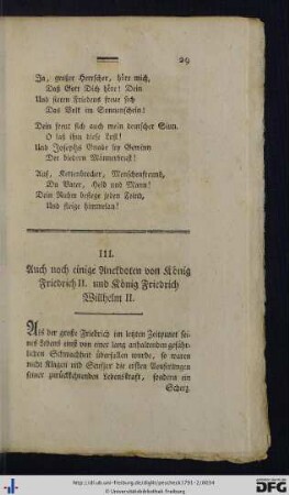 III. Auch noch einige Anekdoten von König Friedrich II. und König Friedrich Willhelm II.
