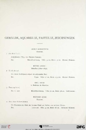 Gemälde, Aquarelle, Pastelle, Zeichnungen (Nr. 1-520)