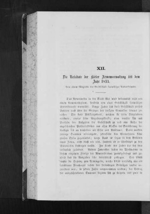XII. Die Resultate der Kieler Armenverwaltung seit 1833