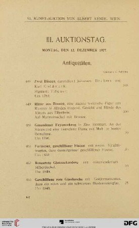 III. Auktionstag (Nr. 448-654)
