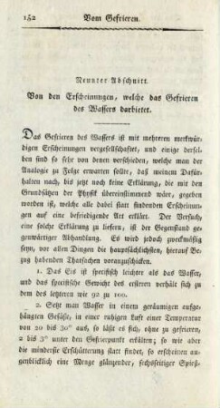 Neunter Abschnitt. Von den Erscheinungen, welche das Gefrieren des Wassers darbietet