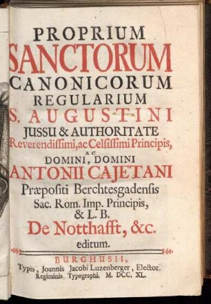Proprium Sanctorum Canonicorum Regularium S. Augustini