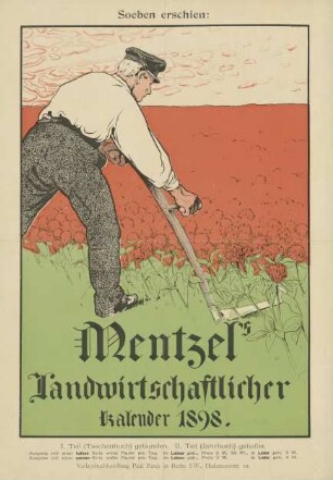 Soeben erschien: Mentzel's Landwirtschaftlicher Kalender 1898