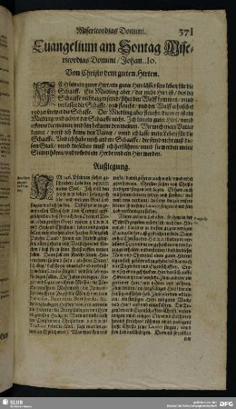 Evangelium am Sontag Misericordias Domini, Johan. 10.