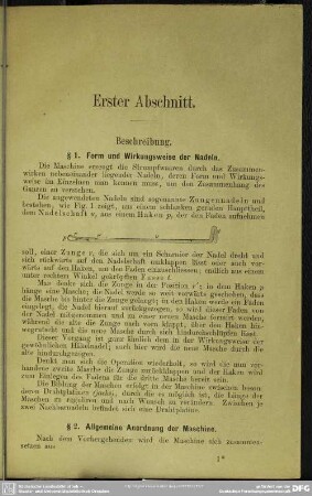 Erster Abschnitt. Beschreibung