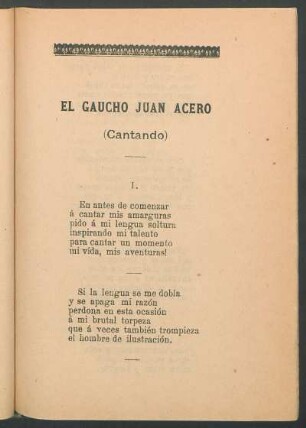 El Gaucho Juan Acero : (Cantando)