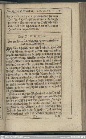 Das XLVIII. Capitel. Von den Hexen und Unholden, oder Zauberschen, undihren Wirckungen