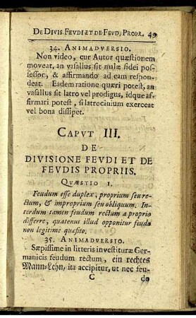Caput III. De divisione feudi et de feudis propriis.