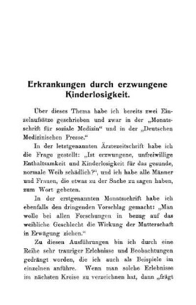 Erkrankungen durch erzwungene Kinderlosigkeit.