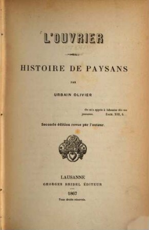 L' Ouvrier : Histoire de Paysans