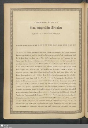 X. Abschnitt: 1815 Bis 1850. Das bürgerliche Zeitalter. Romantik Und Biedermeier