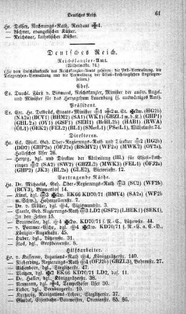 Deutsches Reich. Reichskanzler-Amt