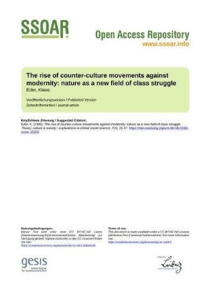 The rise of counter-culture movements against modernity: nature as a new field of class struggle