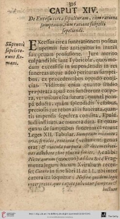 Cap. XIV. De Excessu circa sepulturam, cum ratione sumptuum, tumratione subjecti sepeliendi