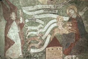 Hortus conclusus mit Himmlischem Jerusalem, Gottvater und Propheten, darunter Szenen aus dem Marienleben